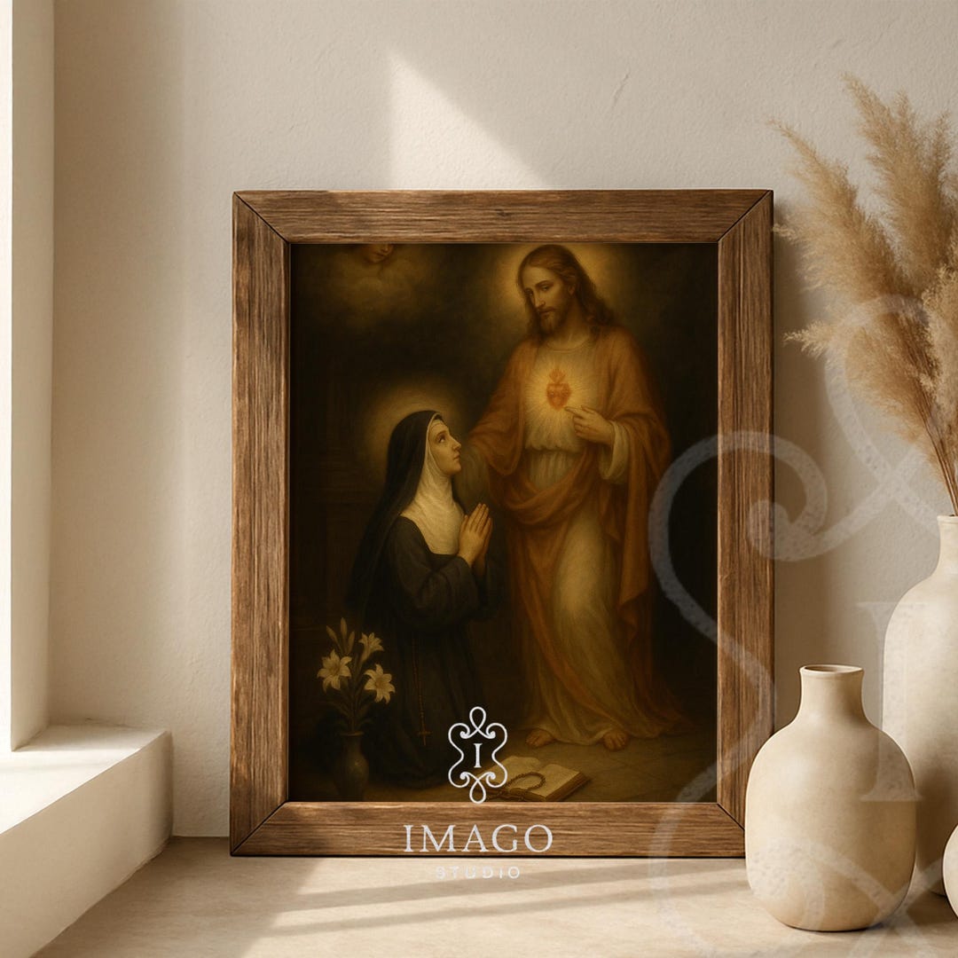 St Margaret Mary Alacoque Vision of Sacred Heart Jesus Canvas Print ...