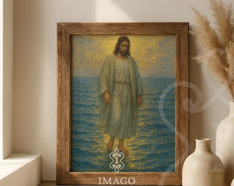 Walking on Water Jesus Art Print Religious Home Decor Miracle of Faith Wall Art Prayer Room Bible Story Catholic Home Gallery Download Print