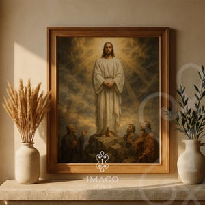 Jesus Transfiguration Canvas Poster Catholic Art Home Decor Spiritual Reflection Faith Journey Prayer Space Living Room Digital Download