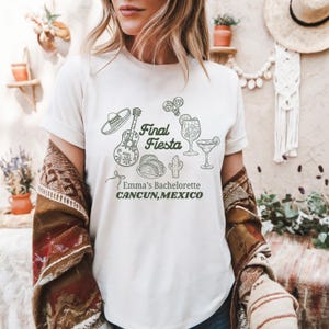 Camiseta con temática de tequila y colores cómodos para fiesta final, camiseta para despedida de soltera mexicana, camiseta personalizada para novia y dama de honor.