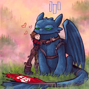 How to Train Your Dragon - Digital Print - &quot;Dragon Sized Hug&quot;