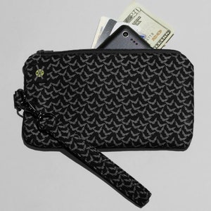 Monedero para teléfono Mini Bats, billetera de pulsera, negro y gris, estilo punk de terror, gótico, Halloween, estuche con cremallera, correa desmontable, monedero pequeño, Deathrock