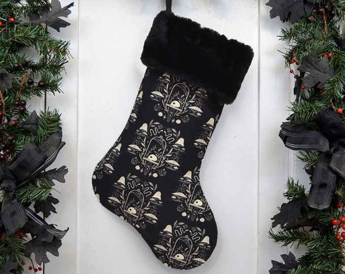 Oddities Dark Academia Christmas Stocking, Memento Mori, Terrarium, Magic Mushrooms, Halloween Christmas, Dark Christmas, Gothic Decor