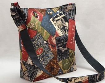 Dark Academia Large Crossbody Bag, Bookish, Gothic Horror, Grimoire, Spell Book, Witch Journal, Work School Book Bag with Pockets, Bookworm