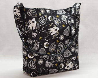 Ouija Large Crossbody Bag, Work School Book Bag, Planchette, Occult, Seance, Gothic, Witchcraft, Fabric Canvas Shoulder Bag, Witch Bag