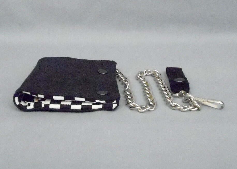 Vegan Chain Wallet Black and White Checkered, Skater Punk Vegan Chain Wallet Black and White Checkered, Skater Punk