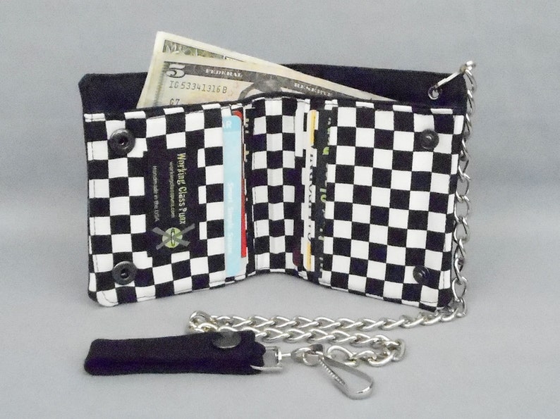 Vegan Chain Wallet Black and White Checkered Skater Punk Ska Etsy