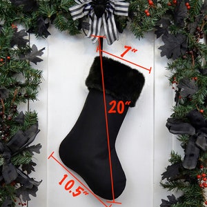 Plain All Black Christmas Stocking with Black Faux Fur image 2