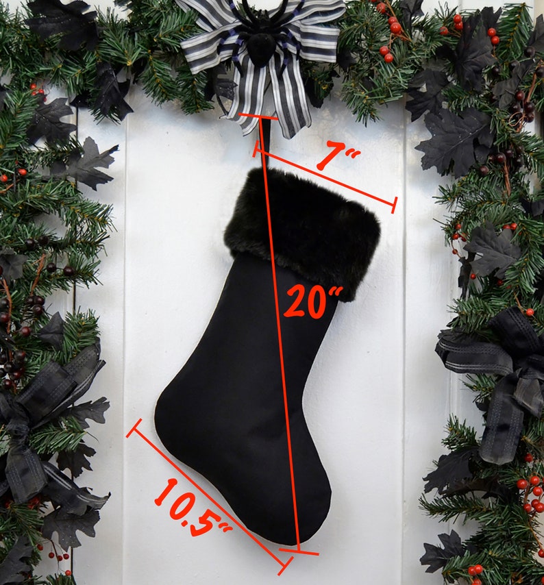 Plain All Black Christmas Stocking with Black Faux Fur image 2