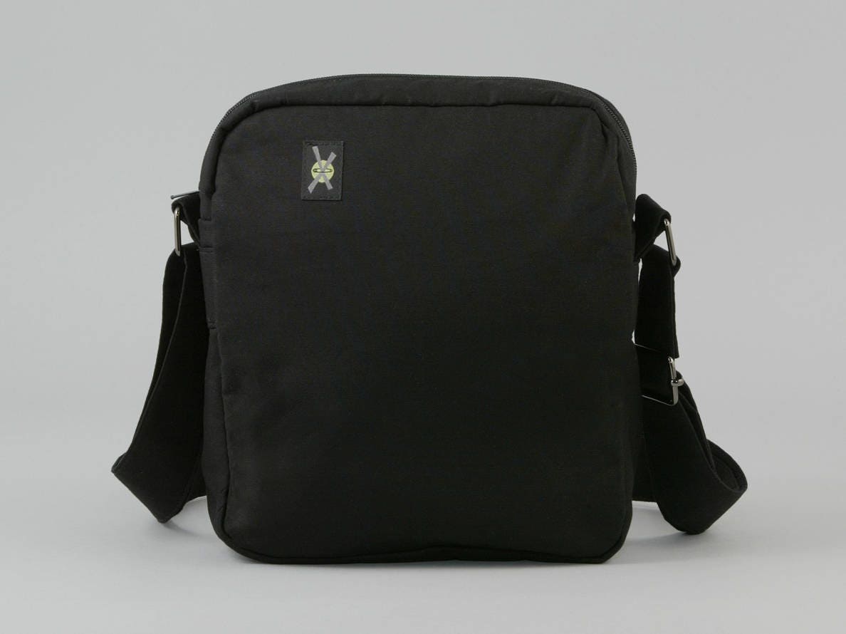 All Black Small Crossbody Bag, Zipper Closure, Womens Mens, Fabric Crossbody, Punk Rock, Goth, Tour Bag, No Print, No Design, with Pockets All Black Small Crossbody Bag, Zipper Closure, Womens Mens, Fabric Crossbody, Punk Rock, Goth, Tour Bag, No Print, No Design, with Pockets