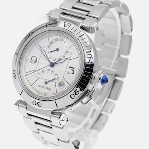Reloj CARTIER Pasha 38 Power Reserve GMT 38 mm Plata Automático 100 M SS y Correa de Piel de Aligátor
