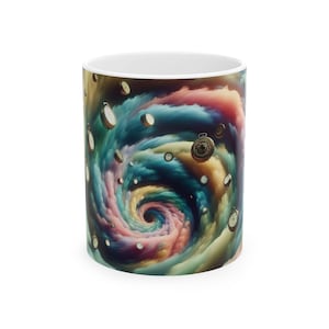 Cosmic Swirl Ceramic Mug: Galaxy Coffee or Tea Mug