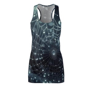 Mystical Spiderweb Racerback Dress, Bohemian Summer Dress, Casual Party Dress, Unique Outdoor Dress, Halloween Outfit