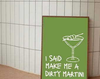 Impresión artística de Dirty Martini / Póster de arte mural / Moderno / Arte ecológico / Estético / Tendencia / Dormitorio / Martini / Decoración de carrito de bar / Imprimible