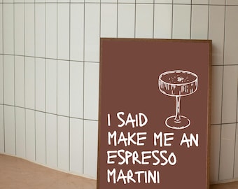 Impresión artística de Espresso Martini / Póster de arte mural / Espresso Martini / Estético / Moderno / Dormitorio / Arte marrón / Decoración de carrito de bar / Imprimible