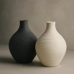 Textured Ceramic Vase: Handmade Pottery, Minimalist Home Decor
