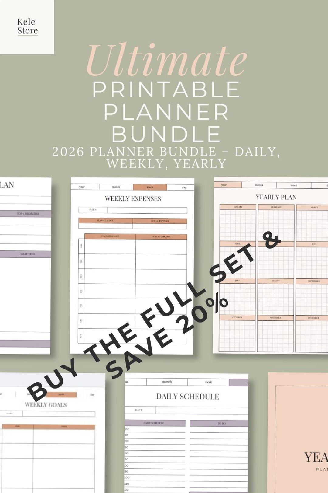 2026 Printable Planner Bundle: Daily, Weekly, Yearly (A4 PDF Download