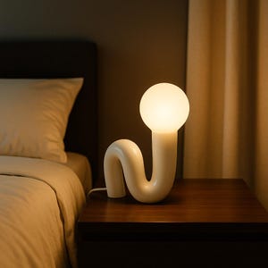 Orange Tube Table Lamp – Unique Modern Bedside Light for Bedroom, Living Room Decor, Minimalist Home Accent, Retro Modern Orange Lamp