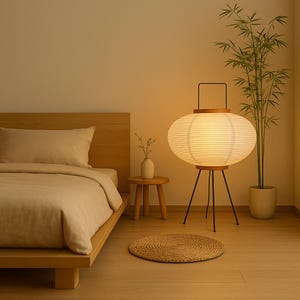 Lampada da terra in carta di riso in stile Noguchi - Lampada zen giapponese Wabi-Sabi, lampada da terra minimalista Boho per camera da letto, soggiorno e arredamento per la casa