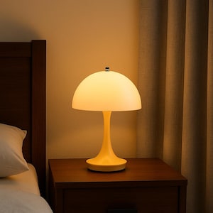 Lampe de table LED champignon nordique | Veilleuse tactile rechargeable USB-C pour chambre à coucher, bureau ou décoration d'intérieur minimaliste - Éclairage moderne