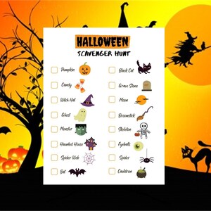 Halloween Scavenger Hunt for Kids, Printable Instant Download