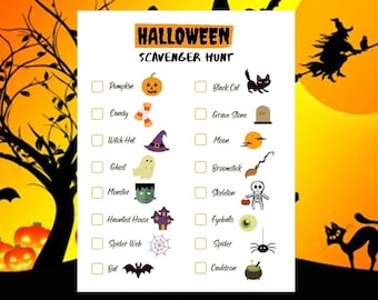 Halloween Scavenger Hunt for Kids, Printable Instant Download