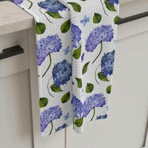 Hydrangea Tea Towel, Blue Hydrangea Tea Towel, Hydrangea, Blue Hydrangea, Hydrangea Kitchen Towel, Hydrangea Dish Cloth, Floral Towel