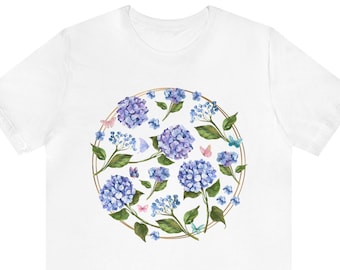 Blue Hydrangea Shirt, Hydrangea Shirt, Hydrangea Tshirt, Hydrangea, Blue Hydrangea, Cottagecore Shirt, Botanical Shirt, Floral Shirt, Boho