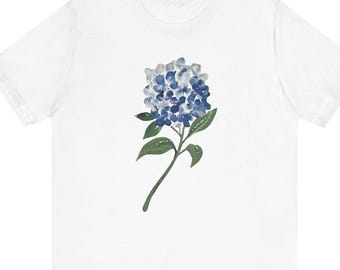 Blue Hydrangea Graphic T-Shirt, Cottagecore Floral Tee