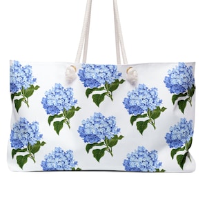 Hydrangea Weekender Bag, Blue Hydrangea Weekender Bag, Hydrangea, Blue Hydrangea, Hydrangea Weekender Tote, Hydrangea Beach Bag, Beach Bag
