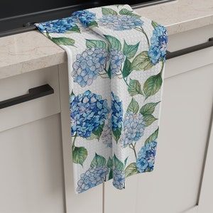 Hydrangea Tea Towel, Blue Hydrangea Tea Towel, Hydrangea, Blue Hydrangea, Hydrangea Kitchen Towel, Hydrangea Dish Cloth, Floral Towel