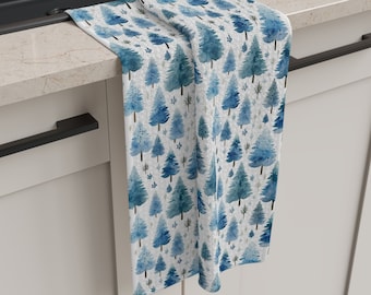 Blue Christmas Towel, Blue Christmas Kitchen Towel, Blue Christmas Dish Cloth, Blue Christmas Tea Towel, Christmas Towel, Blue and White