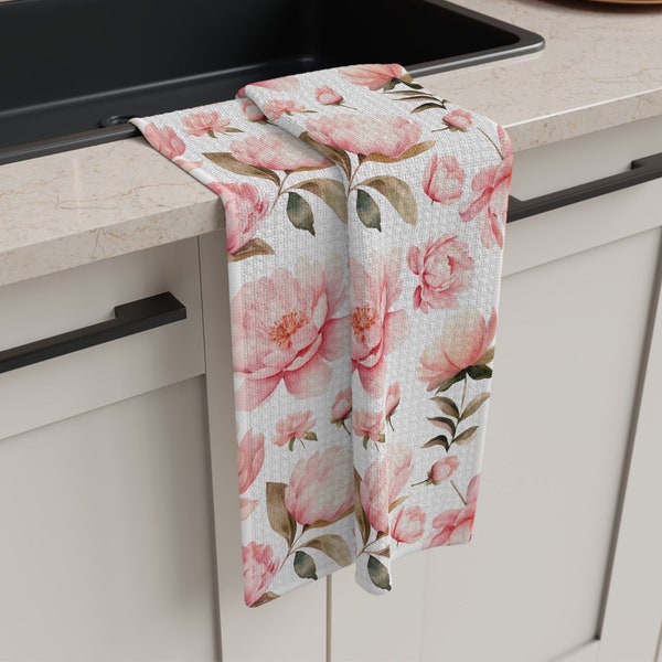 Peony Towel, Pink Peony Towel, Peony Tea Towel, Peony, Pink Peony, Peonies, Peony Kitchen Towel, Peony Dish Cloth, Floral Towel, Peony Gift