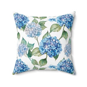 Hydrangea Pillow, Blue Hydrangea Pillow, Hydrangea Accent Pillow, Floral Pillow, Flowers Pillow, Botanical Pillow, Cottagecore Pillow, Boho
