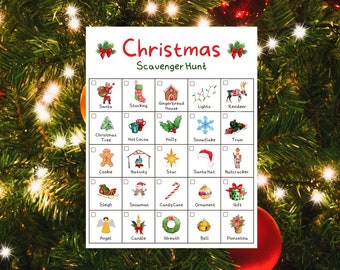 Christmas Scavenger Hunt for Kids, Printable Instant Download