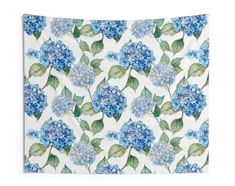 Hydrangea Tapestry, Hanging Wall Tapestry, Blue Hydrangea Tapestry, Cottagecore Tapestry, Hydrangea Wall Art, Boho Wall Art, Tapestry Gift