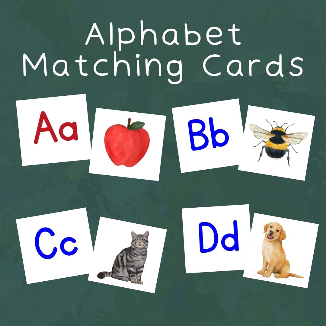 Alphabet Matching Cards, Digital Download Etsy