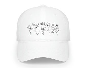 Wildflowers Hat, Wildflowers, Floral Hat, Botanical Hat, Cottagecore Hat, Boho Hat, Flowers Hat, Wildflowers Cap, Wildflowers Baseball Hat