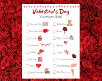 Valentine's Day Scavenger Hunt for Kids, Printable Instant Download