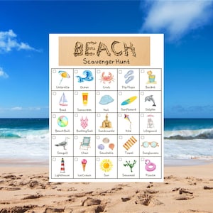 Beach Scavenger Hunt for Kids, Printable Instant Download