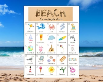 Beach Scavenger Hunt for Kids, Printable Instant Download