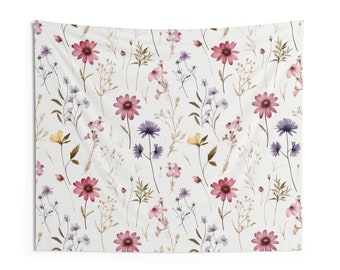 Pressed Flowers Tapestry, Hanging Wall Tapestry, Wildflowers Tapestry, Cottagecore Tapestry, Floral Wall Art, Boho Wall Art, Tapestry Gift