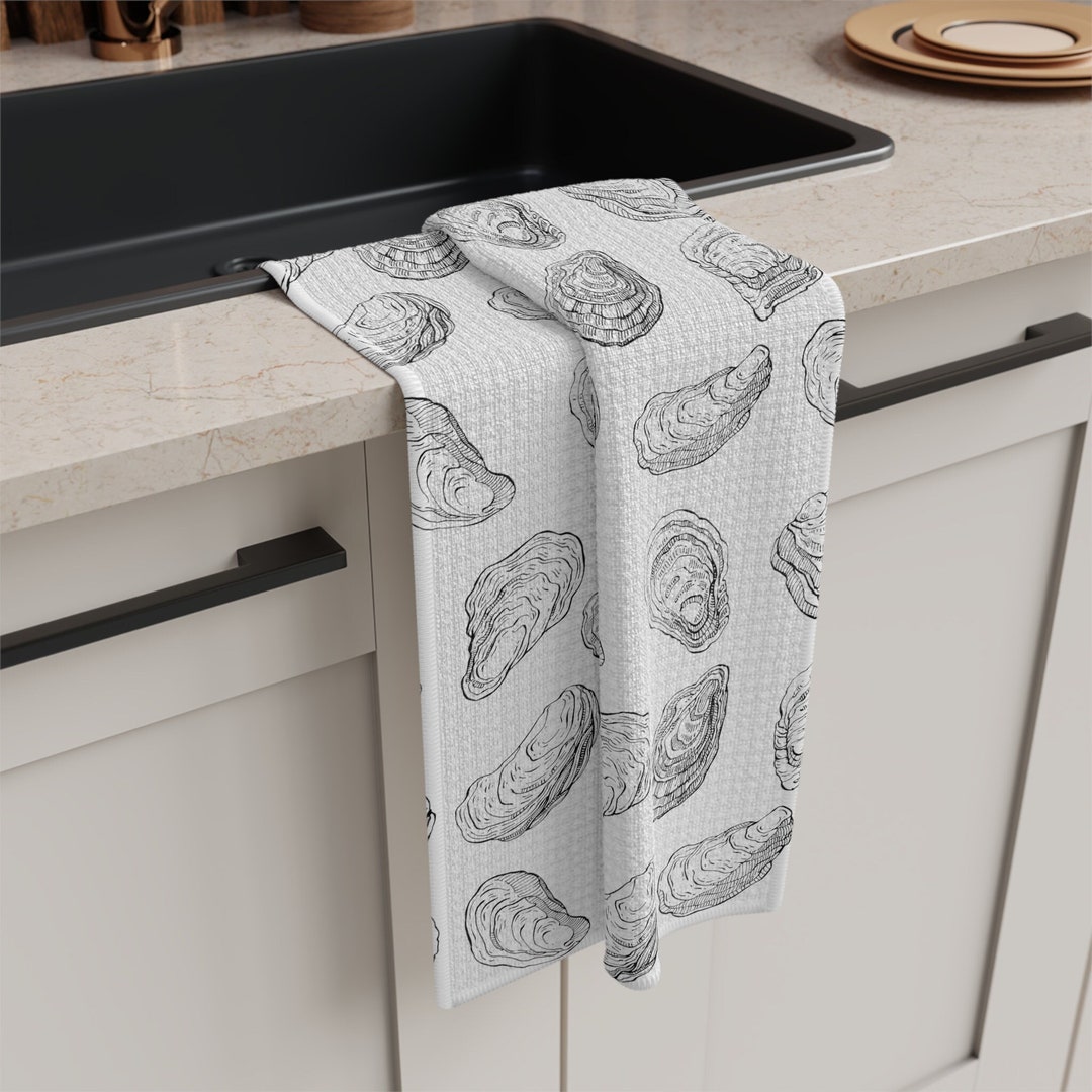 Oyster Towel, Oyster Kitchen Towel, Oyster, Oysters, Coastal Towel