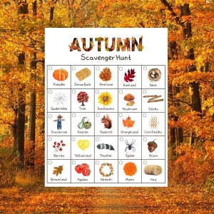 Autumn Scavenger Hunt for Kids, Printable Instant Download