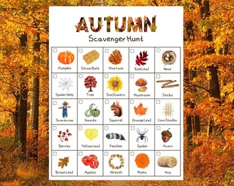 Autumn Scavenger Hunt for Kids, Printable Instant Download
