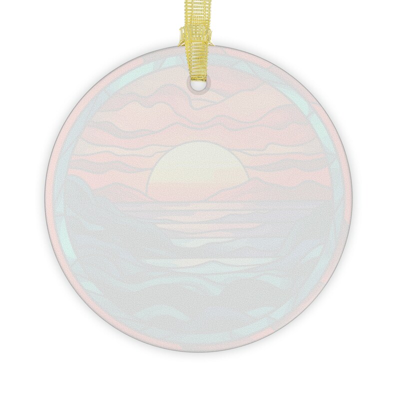 Sunset Stained Glass Ornament, Sunset Faux Stained Glass Ornament, Stained Glass Ornament, Sunset Gift, Sunset Ornament, Sunset Lover Gift zdjęcie 2