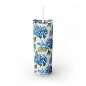 Hydrangea Skinny Tumbler, Blue Hydrangea Skinny Tumbler, Hydrangea Tumbler, Blue Hydrangea Tumbler, Hydrangea, Blue Hydrangea