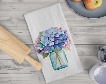 Hydrangea Tea Towel, Blue Hydrangea Tea Towel, Hydrangea Kitchen Towel, Blue Hydrangea Kitchen Towel, Hydrangea, Blue Hydrangea, Floral