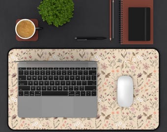 Wildflower Desk Mat, Floral Desk Mat, Desk Mat, Desk Decor, Office Decor, Dorm Decor, Desk Accessories, Desk Cushion Pad, Desk Blotter Mat