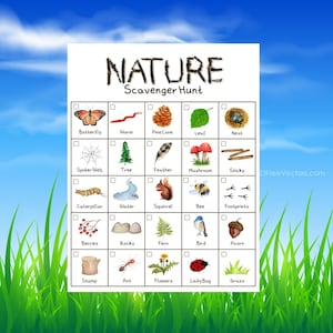Búsqueda del tesoro en la naturaleza para niños, descarga instantánea imprimible
